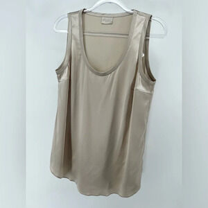 NWT Brunello Cucinelli Womens Taupe 100% Silk Satin  Tank T-Shirt Medium